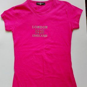 London England Pink T-Shirt With Bling